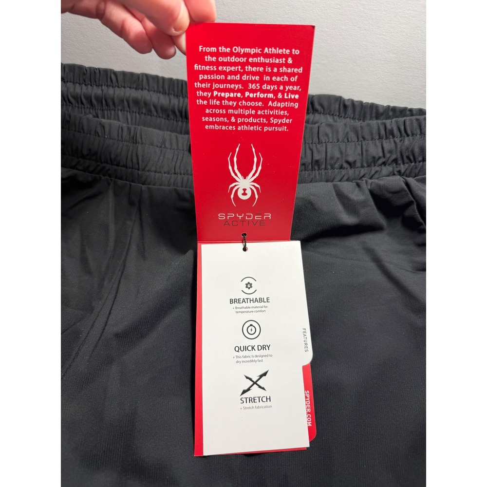 Spyder Active Mens Black Performance Shorts SPM550A Quick Dry Stretch Large NWT - Picture 4 of 10